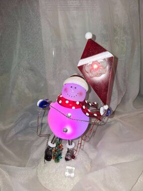 JC Penneys Home Collection Lighted Snowman w/Kite Changes Colors